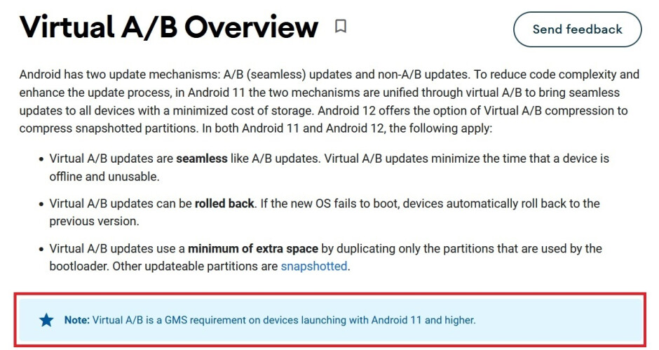 Google schrijft verbijsterend dat de a/b-partitie vereist is om GMS te gebruiken in Android 11 en hoger - de lijn van Samsung gaat verder: Nee "Vlotte update" Voor Galaxy S22-serie: