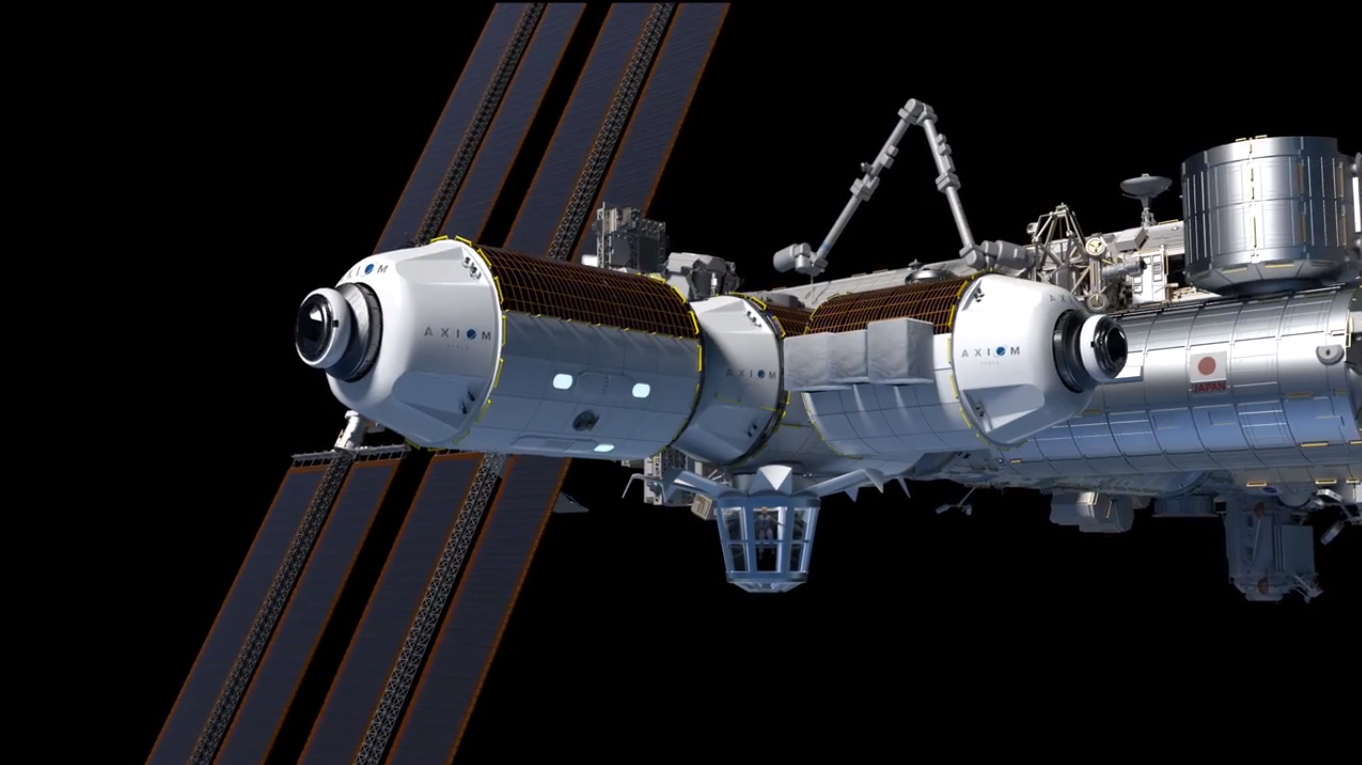 Axiom Space boekt toeristische ruimtevluchten naar een privéwoning op het internationale ruimtestation (hier weergegeven vanuit het oogpunt van een kunstenaar).  Maar goedkoop is het niet: de reis kostte $ 55 miljoen.
