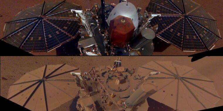 Nieuwe afbeelding onthult NASA-ruimtevaartuig bedekt met Marsstof