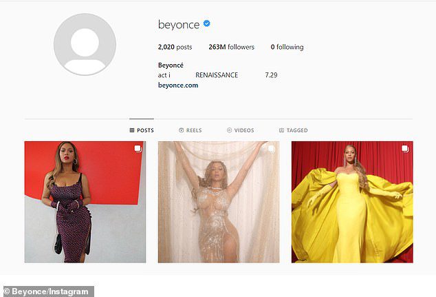 De 40-jarige R&B-zangeres - die 348,5 miljoen volgers heeft op sociale media - heeft haar Instagram/Twitter-bio veranderd in: 'act i RENAISSANCE 7.29'