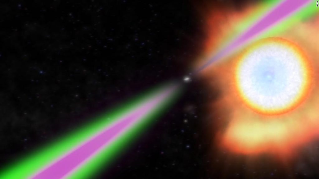 De zwaarste neutronenster geproduceerd na het verslinden van de begeleidende ster