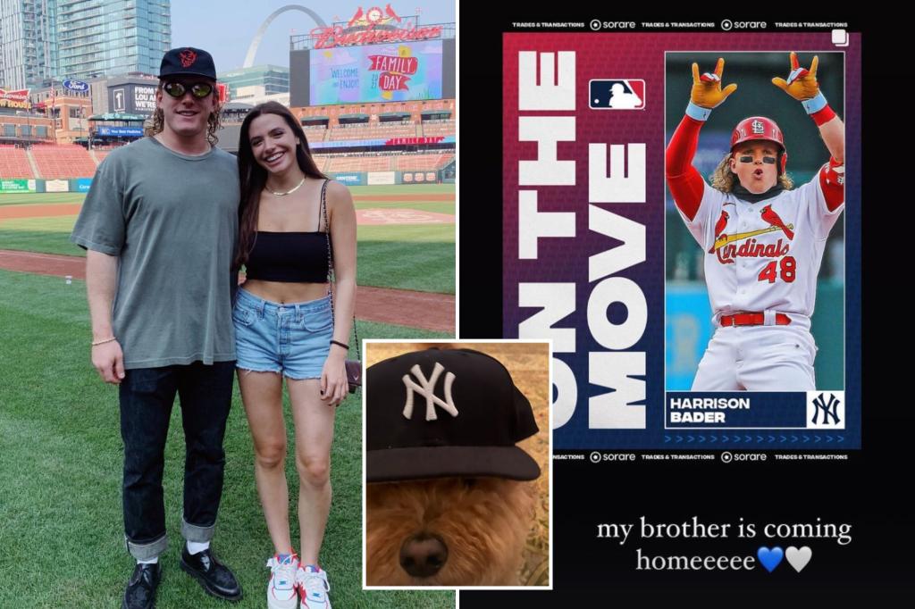 De zus van Harrison Bader viert de thuiskomst van de Yankees