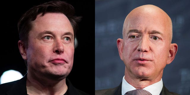 Tesla-topman Elon Musk en Amazon-oprichter Jeff Bezos.