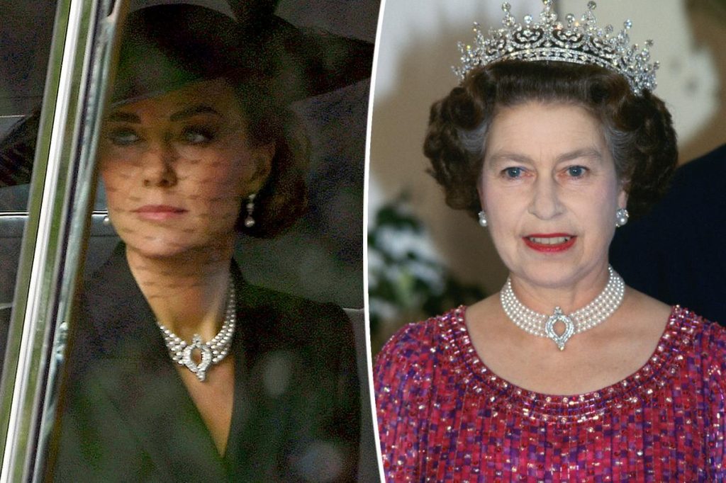 Kate Middleton draagt ​​parels van koningin Elizabeth op haar begrafenis