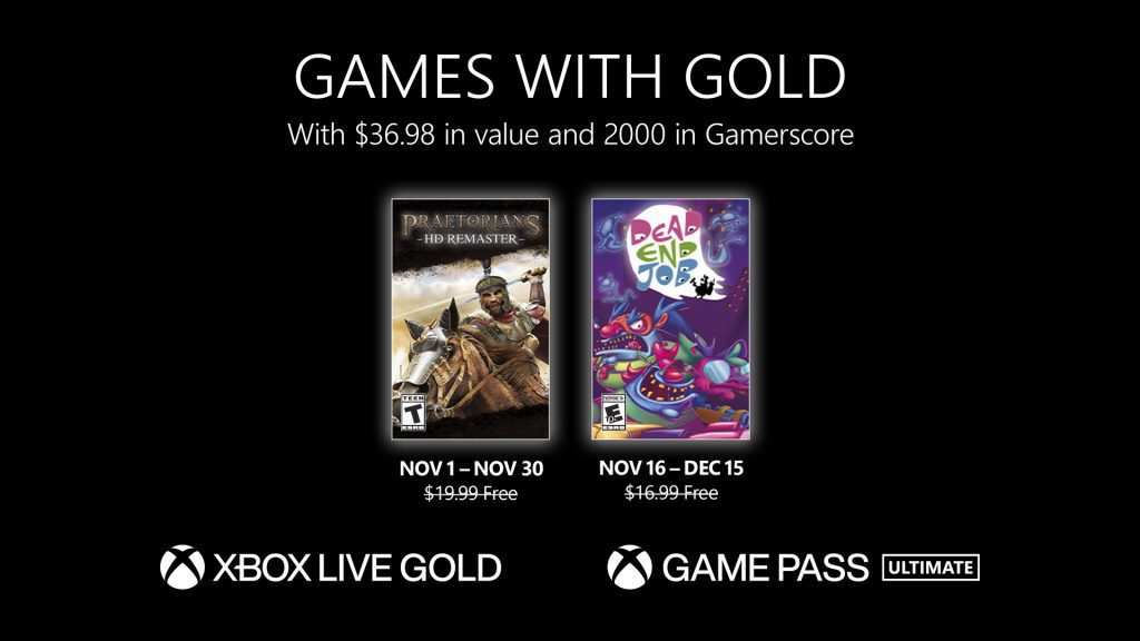 Gratis Xbox Live Gold Games aangekondigd voor november 2022