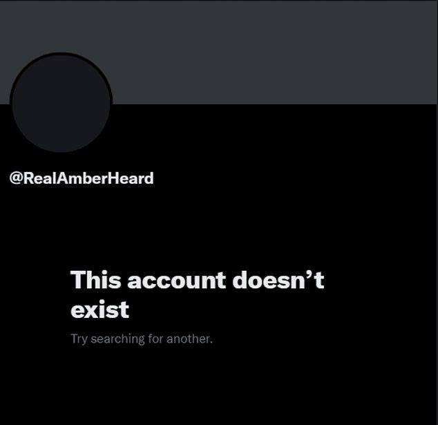 De Twitter-pagina van Heard laat zien dat het account niet meer bestaat, hoewel er geen verklaring werd gegeven voor de reden