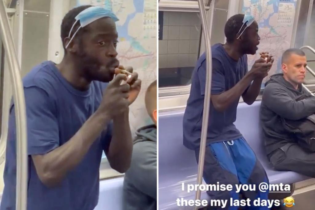 Kijk hoe een man die "de tijd van zijn leven heeft" rookt in de metro